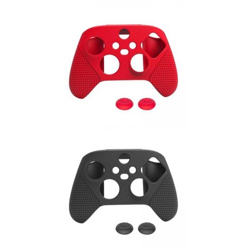 Xbox 시리즈 S X 컨트롤러 레드 용 실리콘 케이스 커버 스킨 조이스틱 그립+Xbox 시리즈 S X 컨트롤러 블랙 용 실리콘, 11.5 x 4.2 x 16.5CM, 블랙+레드