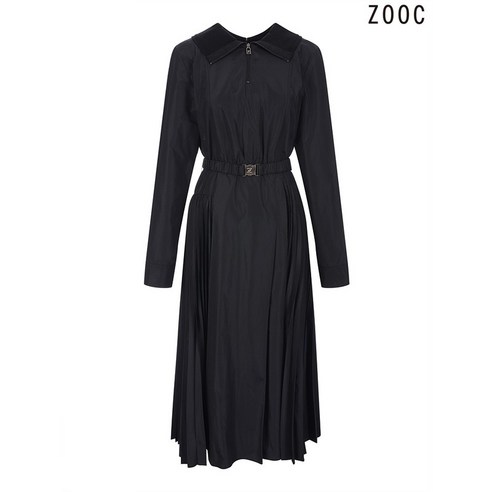 주크 반집업 카라 벨티드 원피스 Z231MSE001 BK