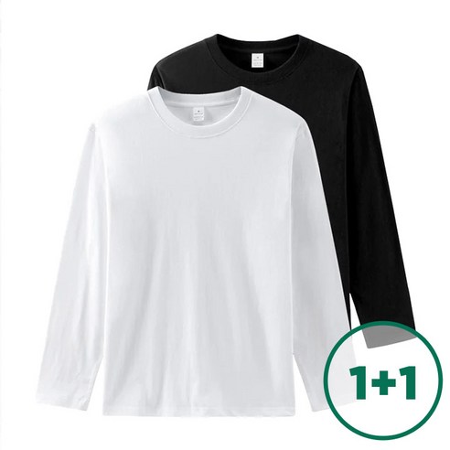 1+1세트 순면 100% 코마사 무지 긴팔티 면티셔츠 남녀 이너티 KOFM2TL 의류