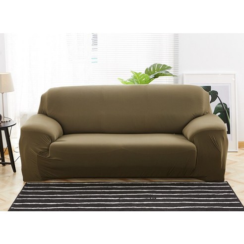 [XIG] Housmife 단색 소파 커버 거실 소파 커버 코너 소파 커버 Slipcover Chair Protector 1/2/3/4 인승, 1Pc 145-185Cm, 육군