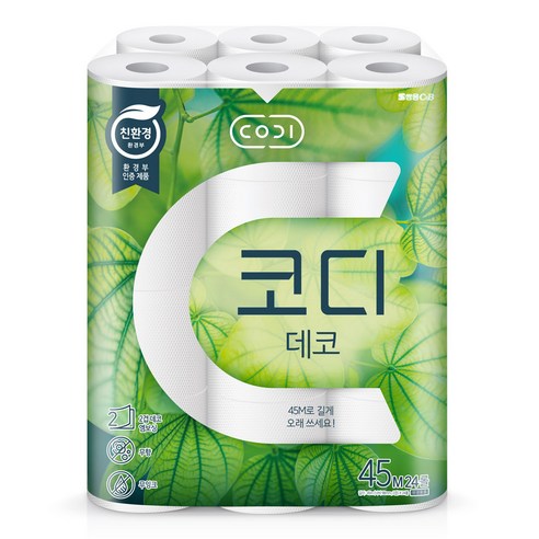 코디 데코 2겹 롤화장지 45 m, 45m, 24개입, 4개