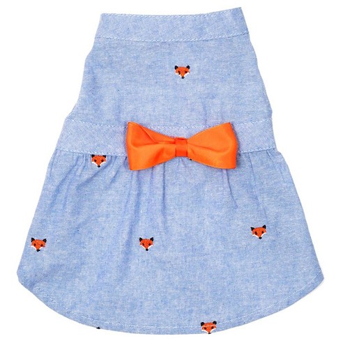 더월씨독 샴브레이 폭시 드레스 애견 원피스, Blue+Orange