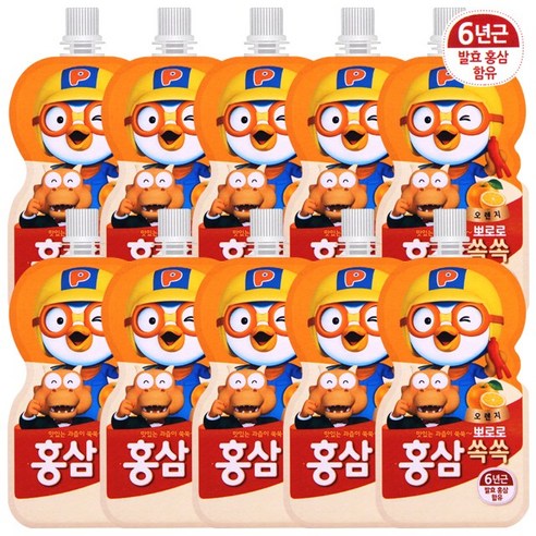 팔도 뽀로로 홍삼쏙쏙 100ml 오렌지맛, 10개