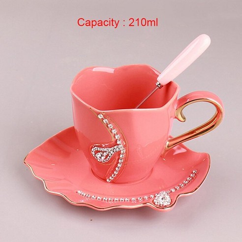 FREELIFE 머그 세트 고급 예쁜 머그잔 ST-188, Cup and saucer Red-860