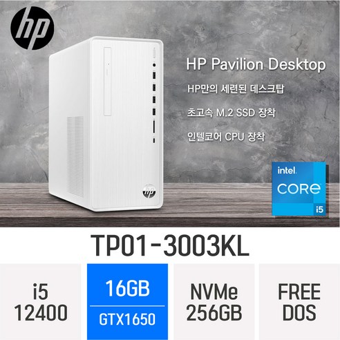 HP 파빌리온 TP01-3003kl - GTX1650 탑재 데스크탑, Free DOS, 256GB, 16GB