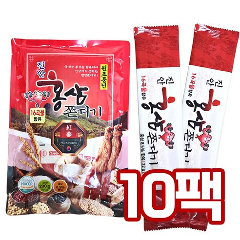 홍삼쫀드기 16곡물 곤약쫀디기 홍삼쫀디기 저칼로리 간식, 10팩, 220g, 10개