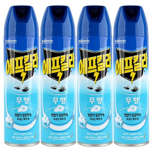 (4개)에프킬라 큐 수성 에어로솔(무향) 파리모기 살충제 500ml, 4개