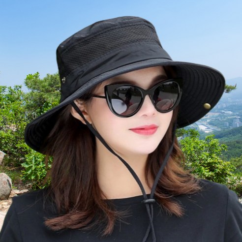 휴앤라이프 등산 낚시 아웃도어 남여공용 모자, 블랙