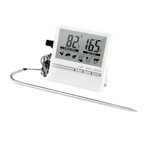 온도 프로브 LCD 디스플레이가 있는 디지털 식품 온도계 주방용 육류 온도계, 하얀색, 7.3x7.3cm, ABS 플라스틱 304 스테인레스 스틸
