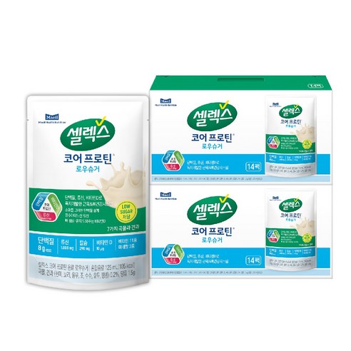 셀렉스 코어 프로틴 음료 로우슈거 파우치, 125ml, 28개