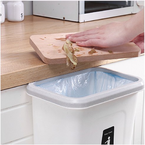 OPOKI 싱크대 주방 플라스틱 휴지통 7L 쓰레기통, 7L/화.이.트1개, (뚜.껑.없.음)