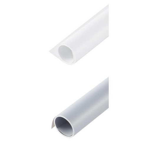 2PC 흰색 회색 스튜디오 배경 사진 단색 배경 PVC 방수, 50 × 50cm, 화이트 그레이