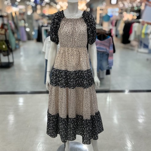 숲 에스닉 플라워 프린트 롱 원피스 숲원피스