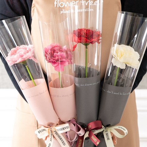 한마음 카네이션 꽃다발 42cmP FAICFT 어버인날 스승의날 부모님 감사 선물 취업 개업 축하 고급 인테리어 조화 꽃 장식, 화이트