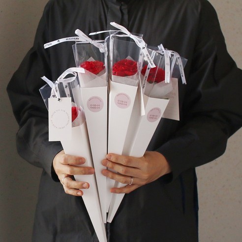 헤일리 한송이 꽃다발 DIY 포장지 케이스, 10개, 화이트