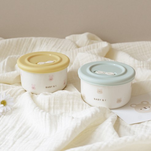 베이비앤아이 도자기 이유식용기 220mL 밀폐 보관 이유식기, 고미, 1개