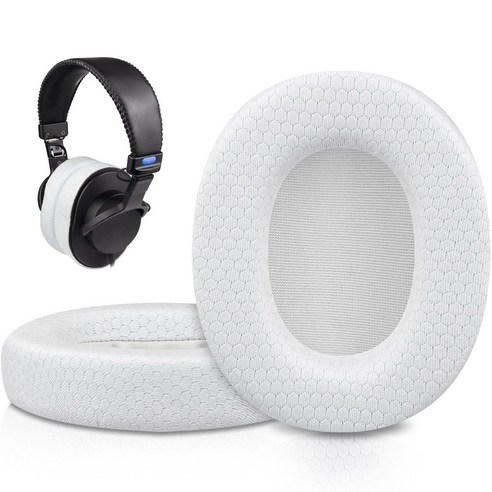 SOULWIT 교체용 이어패드-호환 모델 Sony MDR-7506 MDR-V6 MDR-V7 MDR-CD900ST 모니터 헤드폰 - 부드러운 고밀도 폼 쿠션, Mesh Fabric, White, 1개