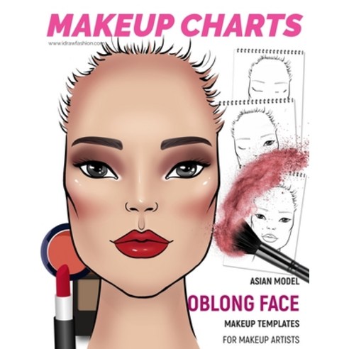 Makeup Charts - Face Charts for Makeup Artists: Asian Model - OBLONG face shape Paperback, Independently Published, English, 9781652825494