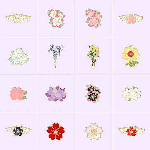꽃 놀이동산의자 핀 화이트 벚꽃 브로치 가방 라펠 쥬얼리 선물 친구 도매, Style 12