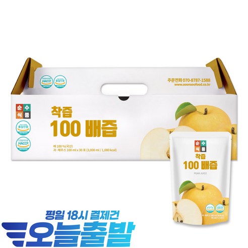 순수식품 착즙 100% 배즙, 100ml, 30개