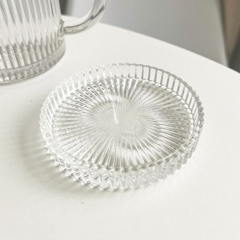 DFMEI 스푼 라떼 머그가 투명한 뚜껑이 있는 손잡이가 있는 간단한 세로 줄무늬 커피 컵 유리 컵, DFMEI 단일 투명 컵 커버