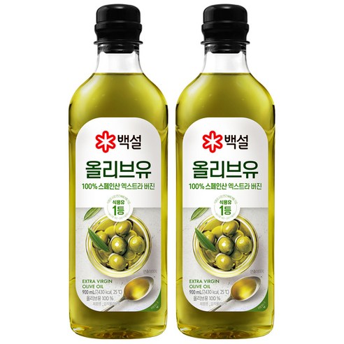 백설 스페인산 압착 올리브유, 2개, 900ml