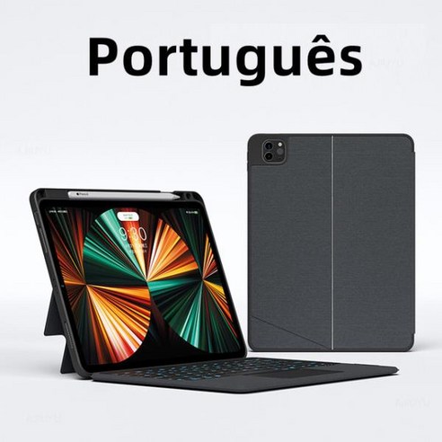 HUWEI 백라이트 매직 키보드 폴리오 케이스 iPad Pro 12.9 M2 2022 11 10 세대 Air 5 4, 01 for ipad 10th 2022, 05 Portuguese 아이패드 프로m4