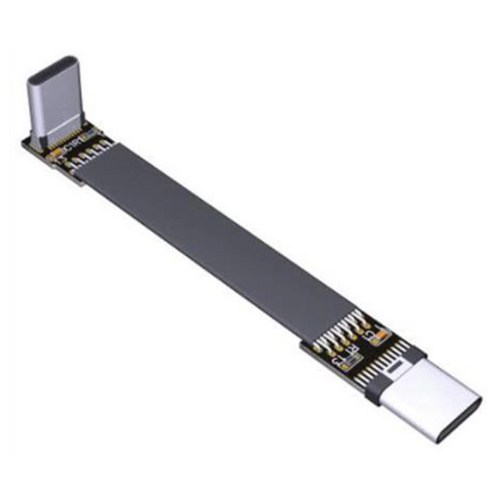 Retemporel USB 3.1 유형 C-유형 C 연장 케이블 90도 어댑터 FPC FPV 리본 플랫 3A 10Gbps EMI 차폐 15cm, 1개, 검은 색