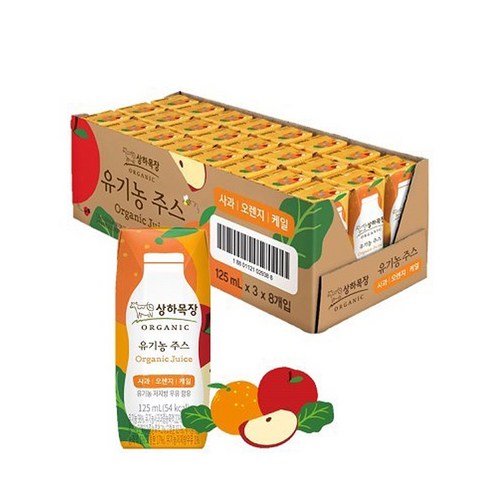  상하목장 유기농 주스 사과오렌지케일, 125ml, 24개 