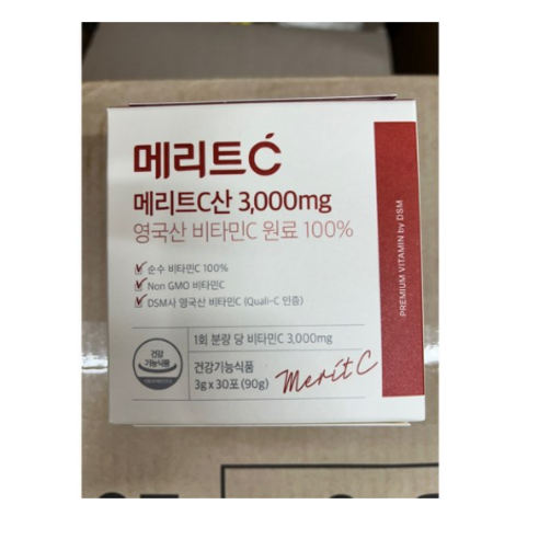 [정품] 휴온스 메리트 C산 3000mg 90포 3개월분 / 고함량 영국산 비타민C, 1개, 3개, 단품