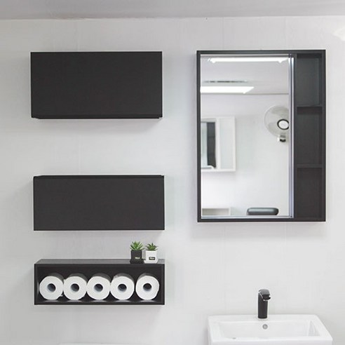 A6마트 욕실장 거울 47종 모음 욕실수납장 수건장 당일발송, 블랙600상단장(크린)