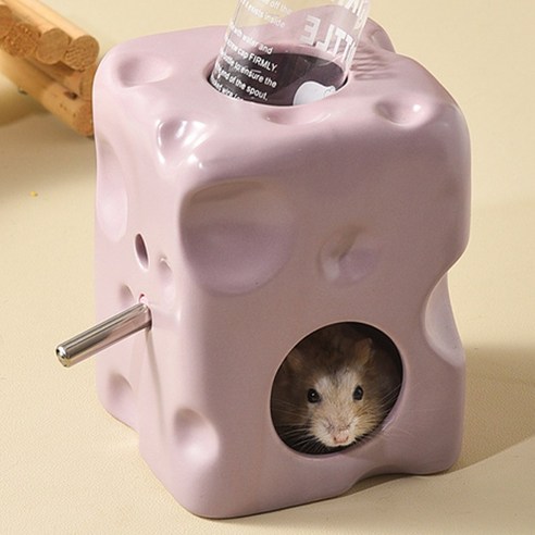 델라무드 치즈 올인원 햄스터 은신처 급수기 물통, 6.은신처+식수대 퍼플, 1개