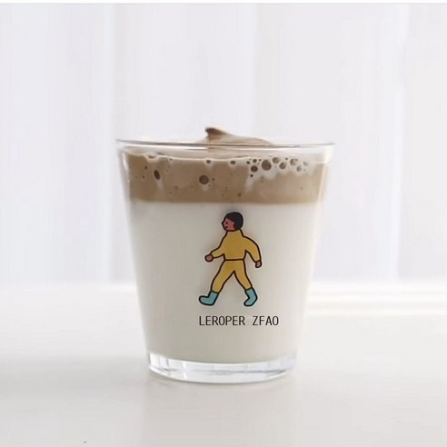 한국어 캐릭터 유리 물컵 커플, 신형 워킹 보이 유리컵, 201-300ml