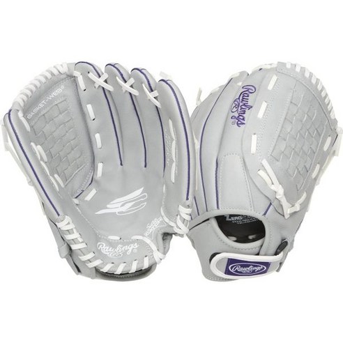 롤링스 | 확실한 캐치 소프트볼 글러브 시리즈 유스 멀티 스타일, 12.5 inch, Right Hand Throw, Purple/Grey/White, 1개