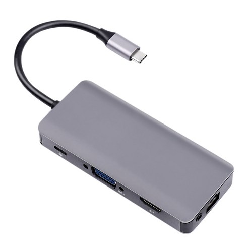 Retemporel USB 허브 C 멀티포트 어댑터 유형 맥북 프로/맥프로 허브용 C-Vga 포함 9-In-1, 1개, 회색