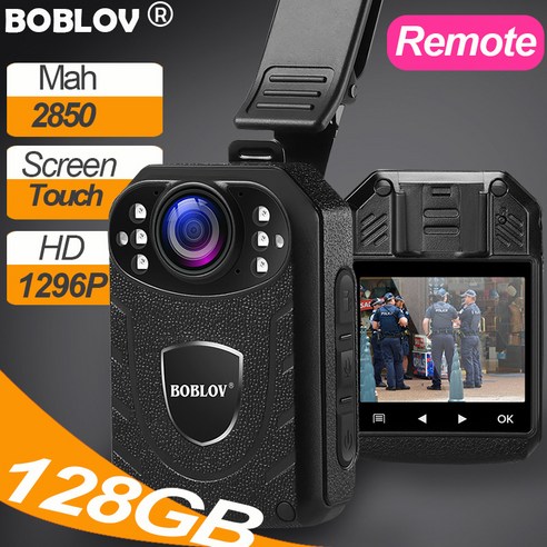 BOBLOV KJ21 Pro 기체 미니 스포츠 카메라 리모컨 터치스크린 1296P 128GB 2850Mah DVR 녹음기 BodyCam 카메라 모터 운행 기록기 Vlogging용, Just Camera