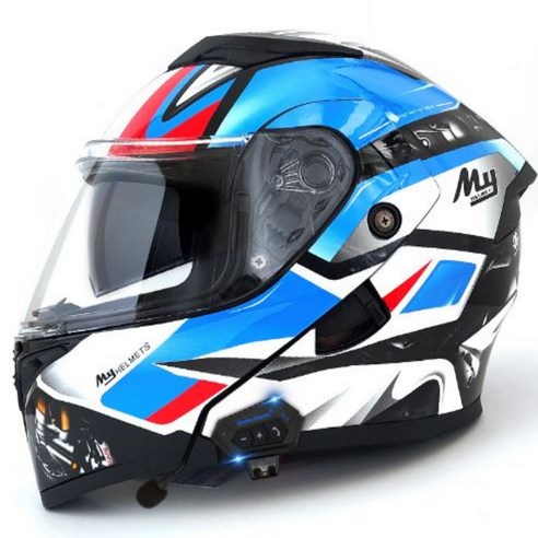 요타치 블루투스 시스템 헬멧 바이크 배달용 3XL 오픈페이스 하이바 핼맷, 멀티블루 Best Top5