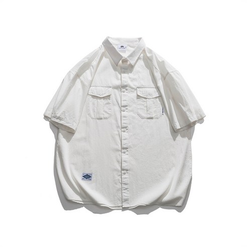 KORELAN 시크한 22 일본계 멀티포켓 카고 셔츠 아우터 남성 패션 스트리트 루즈핏 캐주얼 반팔 남