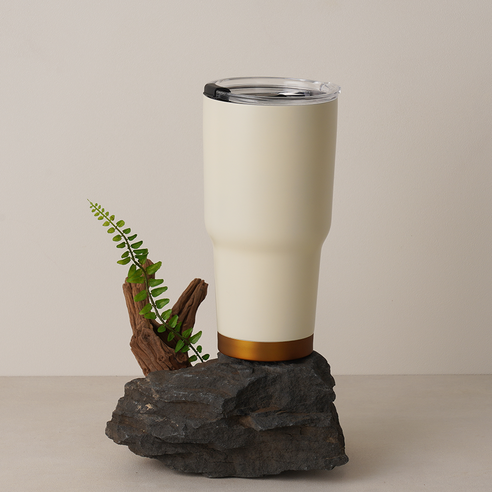 이중진공 스텐 텀블러 대용량 900ml, 손잡이미포함, 아이보리, 1개