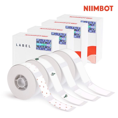 시노링크 프리픽 라벨지 세트 NIIMBOT D11 D110 D101 H1S 님봇 라벨프린터 전용, D04. 화이트x2+일러x2 [4롤]