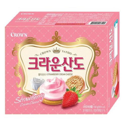 크라운의 샌드위치, 딸기크림치즈味, 161g, 3개 과자/초콜릿/시리얼