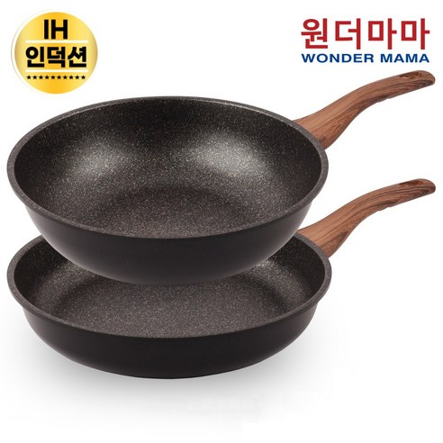 국내산 원더마마 헤스티아 블랙 IH 인덕션 프라이팬28cm+궁중팬28cm 2종세트 (평일 오후 2시이전 주문건 당일발송)