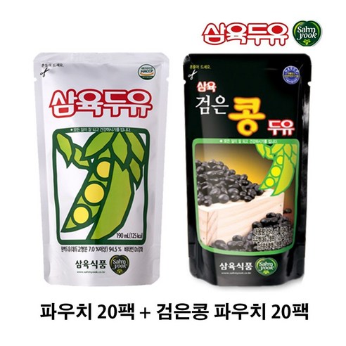 삼육두유 파우치+검은콩 파우치 세트, 2세트, 190ml