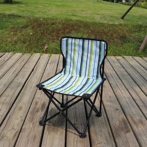 MOHEGIA 야외 접이식 의자 비치 의자 낚시 의자 야외 가구 야외 의자, 줄무늬 파란색 단단한 천 좌석 외부 주머니