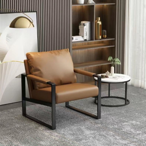 1인용 쇼파 낮은 암체어 라운지 편한 카페 의자, 브라운