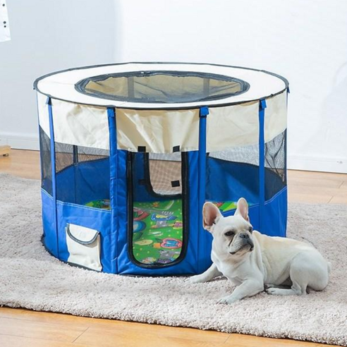 로딩 강아지 텐트 하우스 고양이 캠핑 하우스 반려동물 텐트, 블루