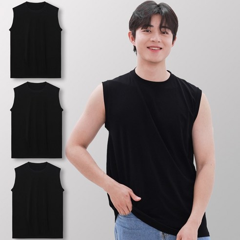 클레이스 솔리드 심플 무지 민소매 티셔츠 나시 11 예스플러스 국산 기능성 쿨링드라이핏 민소매 나시티 3장세트/남녀공용