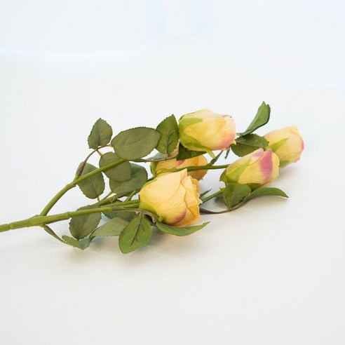 메종드노르딕 조화 실크플라워 장미 꽃 송이 가지, 옐로우 핑크