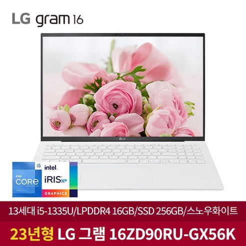 LG전자 2023 그램 16 코어i5 인텔 13세대, 화이트, 256GB, 16GB, Free DOS, 16ZD90RU-GX56K