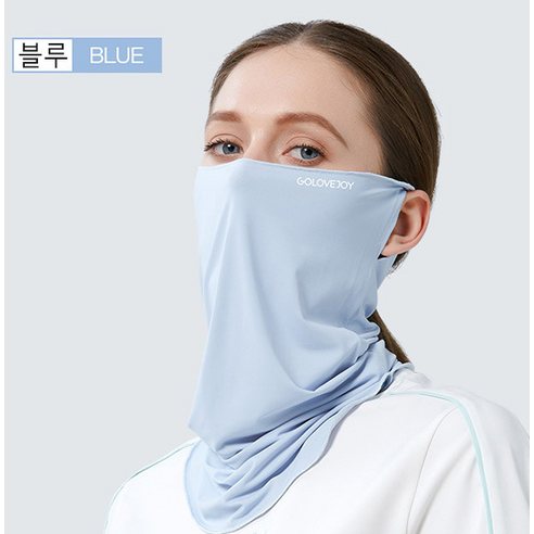 스윗하이 쿨페이스 자외선차단 페이스커버 골프 등산 낚시 바이크 쿨링 원단, 블루
